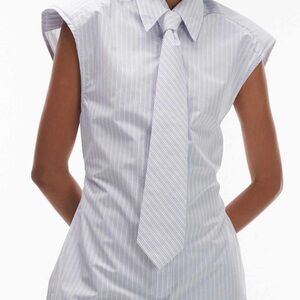 ASOS Blue Striped Button Down Shirt with Tie. Sold out online